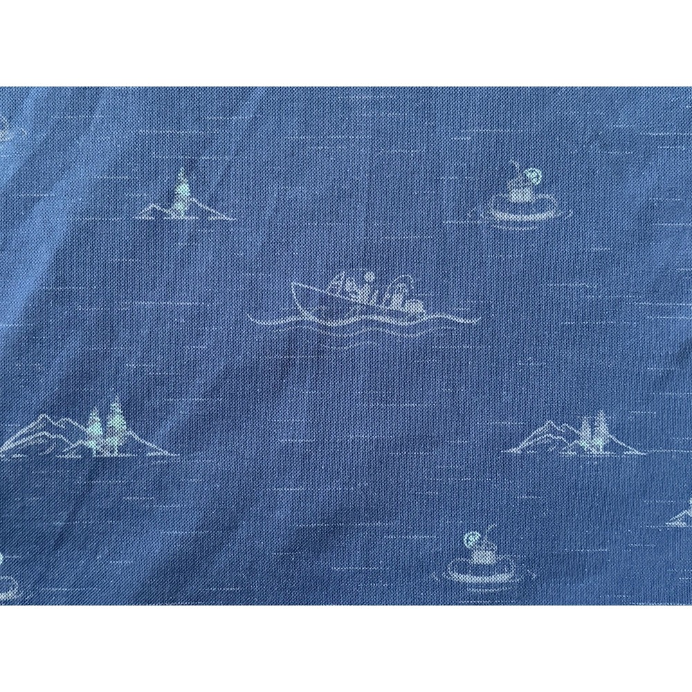 Travis Mathew Short Sleeve Polo Shirt Blue Boat Mountain Theme Logo Large JBHS - Picture 3 of 11